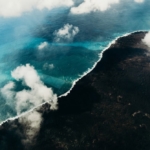 Helicopter aerial of new lava fields in Puna